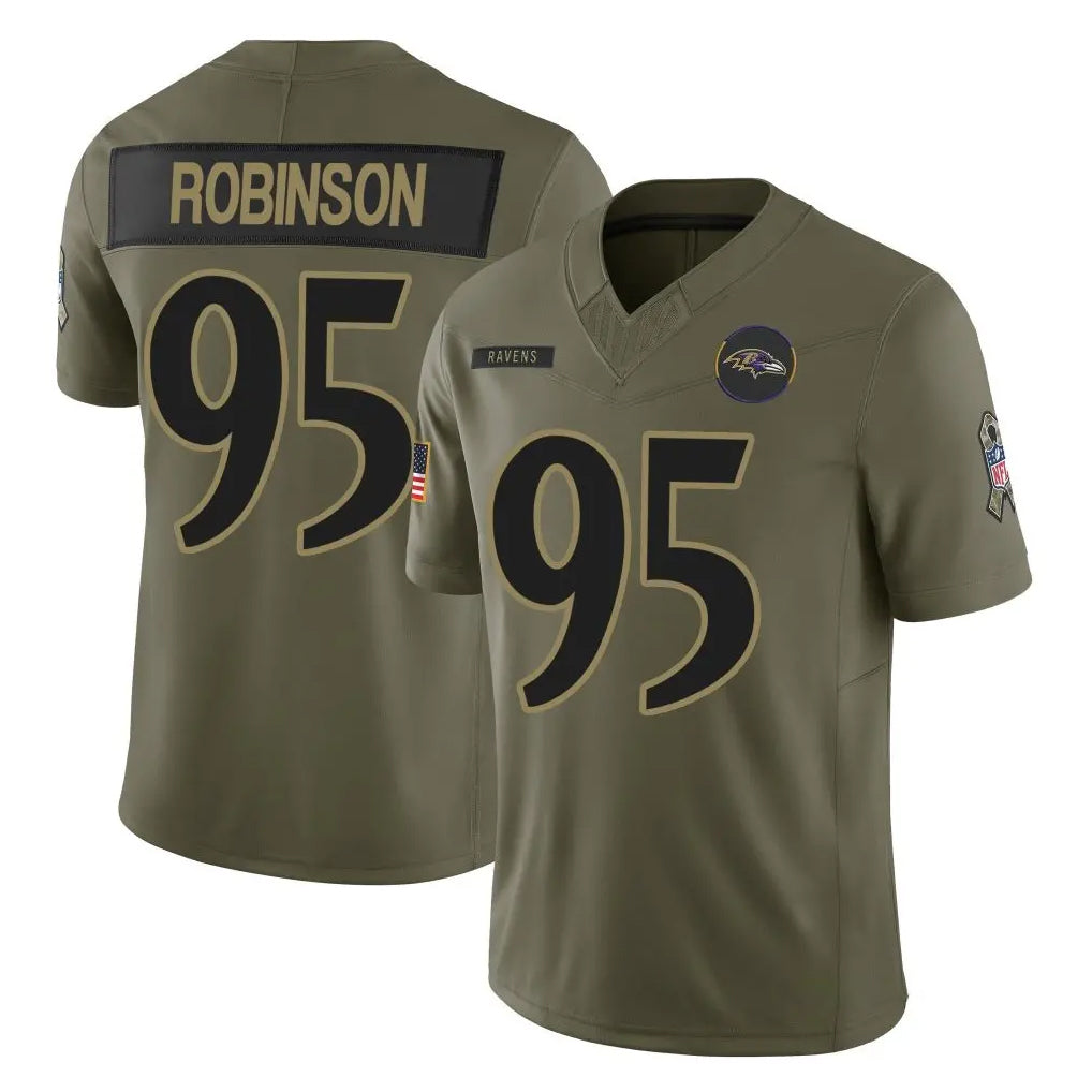 B.Ravens #95 Tavius Robinson Player Olive Salute To Service Limited Home Game Edoa Stitched Jerseys