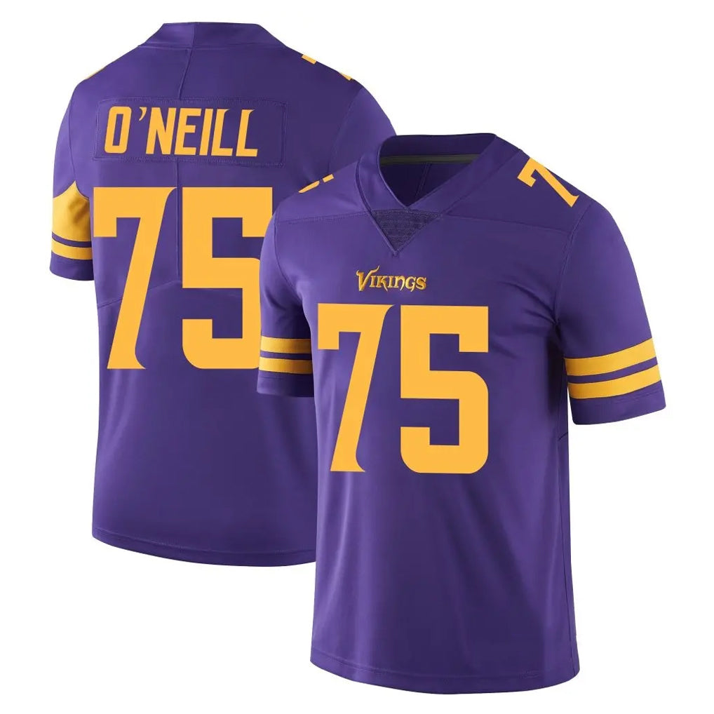M.Vikings #75 Brian O'Neill Player Purple Limited Color Rush Home Game Edoa Stitched Jerseys