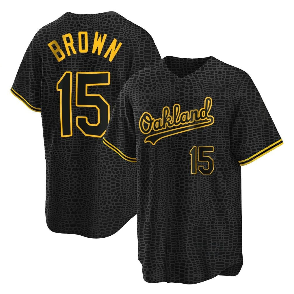 Athletics #15 Seth Brown Player Black Snake Skin City Home Game Edoa Stitched Jerseys