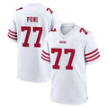 SF.49ers #77 Dominick Puni Player White Game Home Edoa Stitched Jerseys