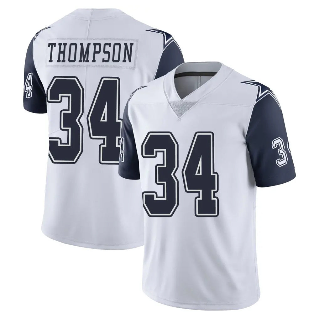 D.Cowboys #34 Jalen Thompson Player White-Navy Limited Color Rush Vapor Untouchable Home Game Edoa Stitched Jerseys