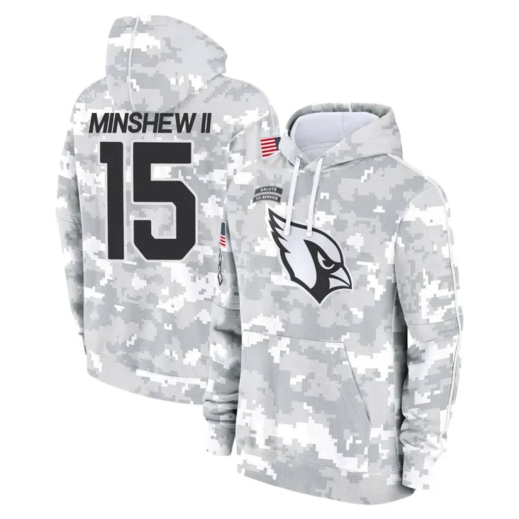 A.Cardinals #15 Gardner Minshew II Player Arctic Camo Limited Salute to Service Pullover Hoodies Game Edoa Stitched Jerseys