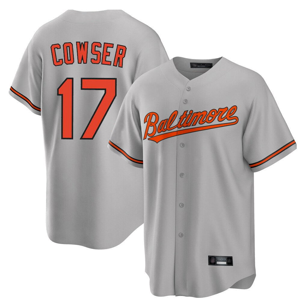 B.Orioles #17 Colton Cowser Player Gray Home Game Edoa Stitched Jerseys