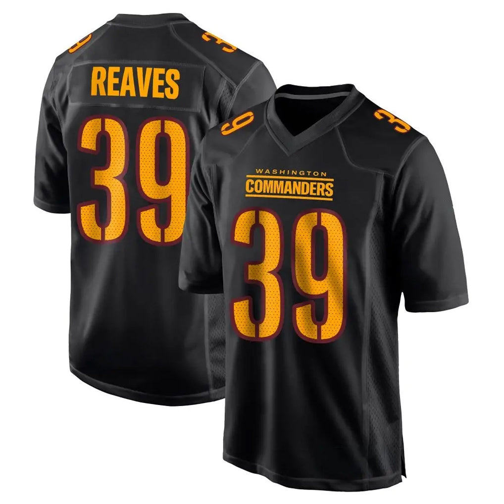 W.Commanders #39 Jeremy Reaves Player Black Carbon Fashion Home Game Edoa Stitched Jerseys