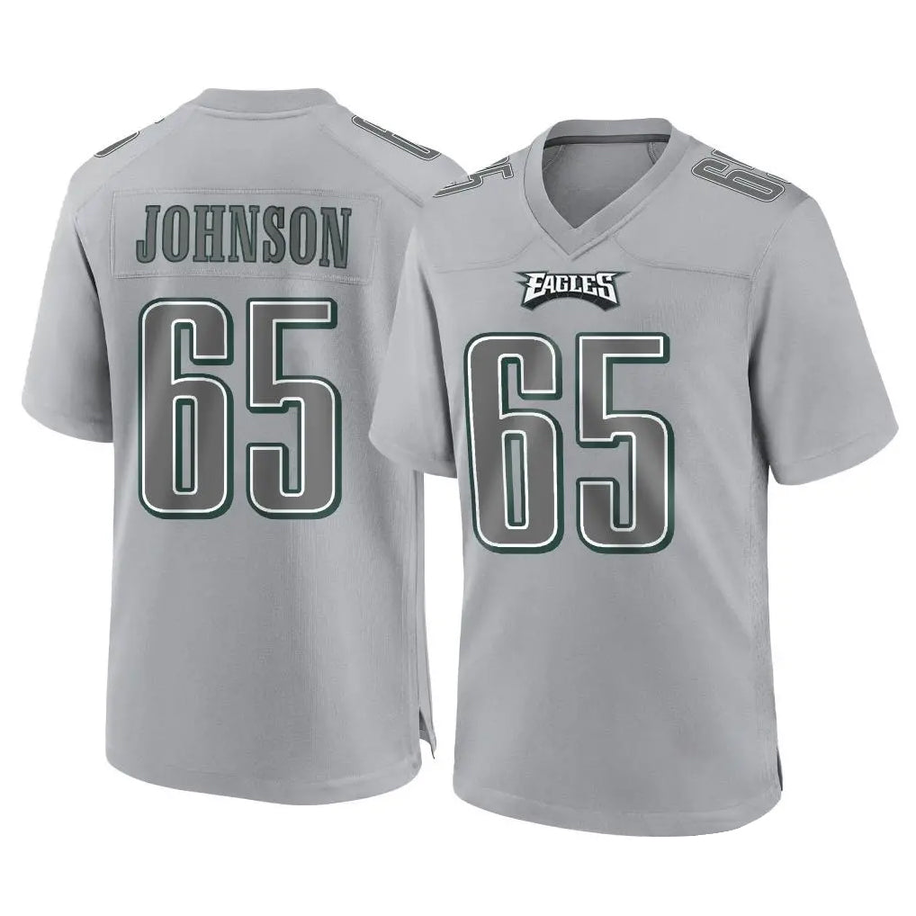 P.Eagles #65 Lane Johnson Player Gray Atmosphere Fashion Home Game Edoa Stitched Jerseys