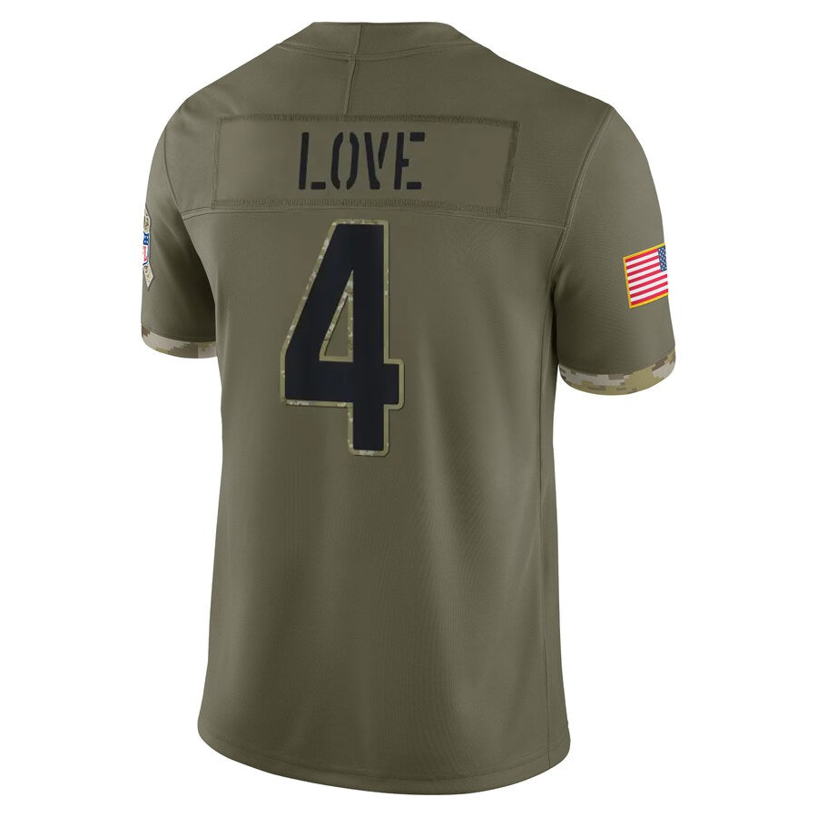 A.Cardinals #4 Jeremiyah Love Player Olive Salute To Service Limited Home Game Edoa Stitched Jerseys