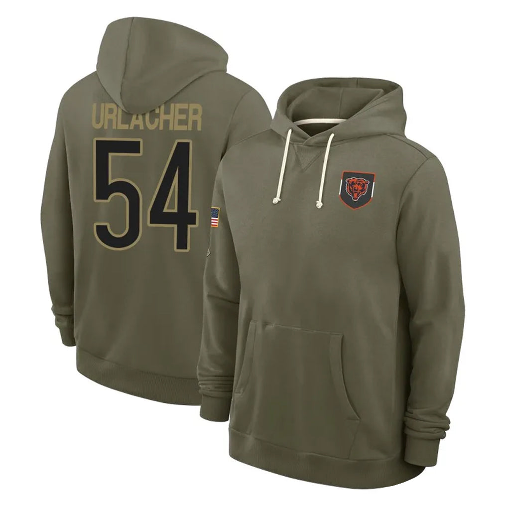 C.Bears #54 Brian Urlacher Player Olive Salute to Service Pullover Hoodies Limited Edoa Stitched Jerseys