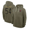 C.Bears #54 Brian Urlacher Player Olive Salute to Service Pullover Hoodies Limited Edoa Stitched Jerseys