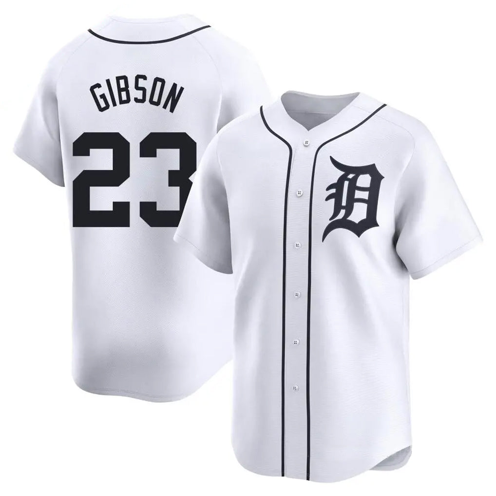 D.Tigers #23 Kirk Gibson Player White Home Limited Edoa Stitched Jerseys