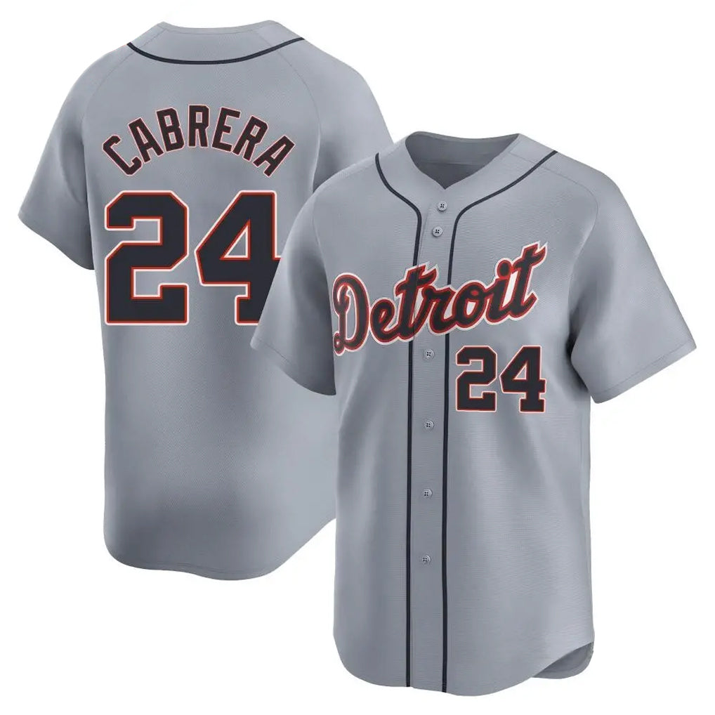 D.Tigers #24 Miguel Cabrera Player Gray Home Limited Edoa Stitched Jerseys