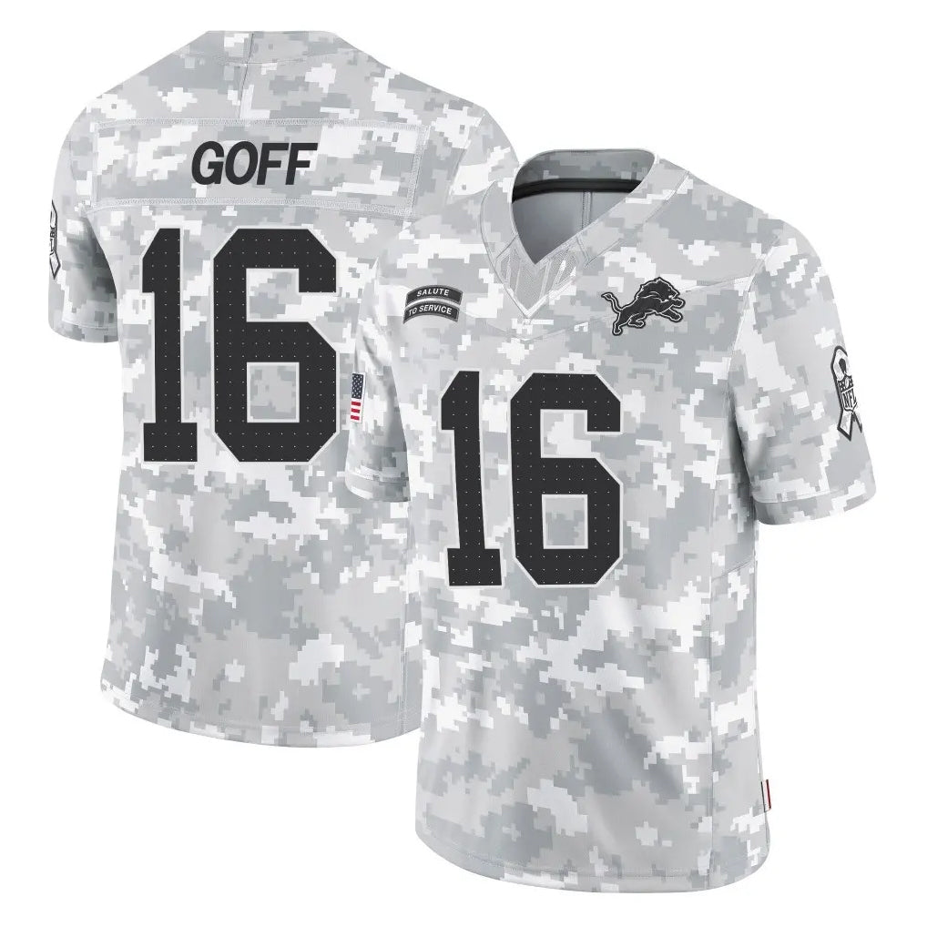 D.Lions #16 Jared Goff Player Arctic Camo Salute To Service Limited Edoa Stitched Jerseys