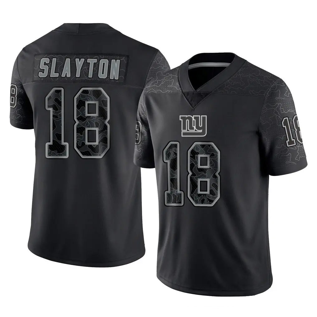NY.Giants #18 Darius Slayton Player Black Limited Reflective Home Game Edoa Stitched Jerseys