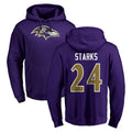 B.Ravens #24 Malaki Starks Player Purple Salute to Service Pullover Hoodie Edoa Stitched Jerseys