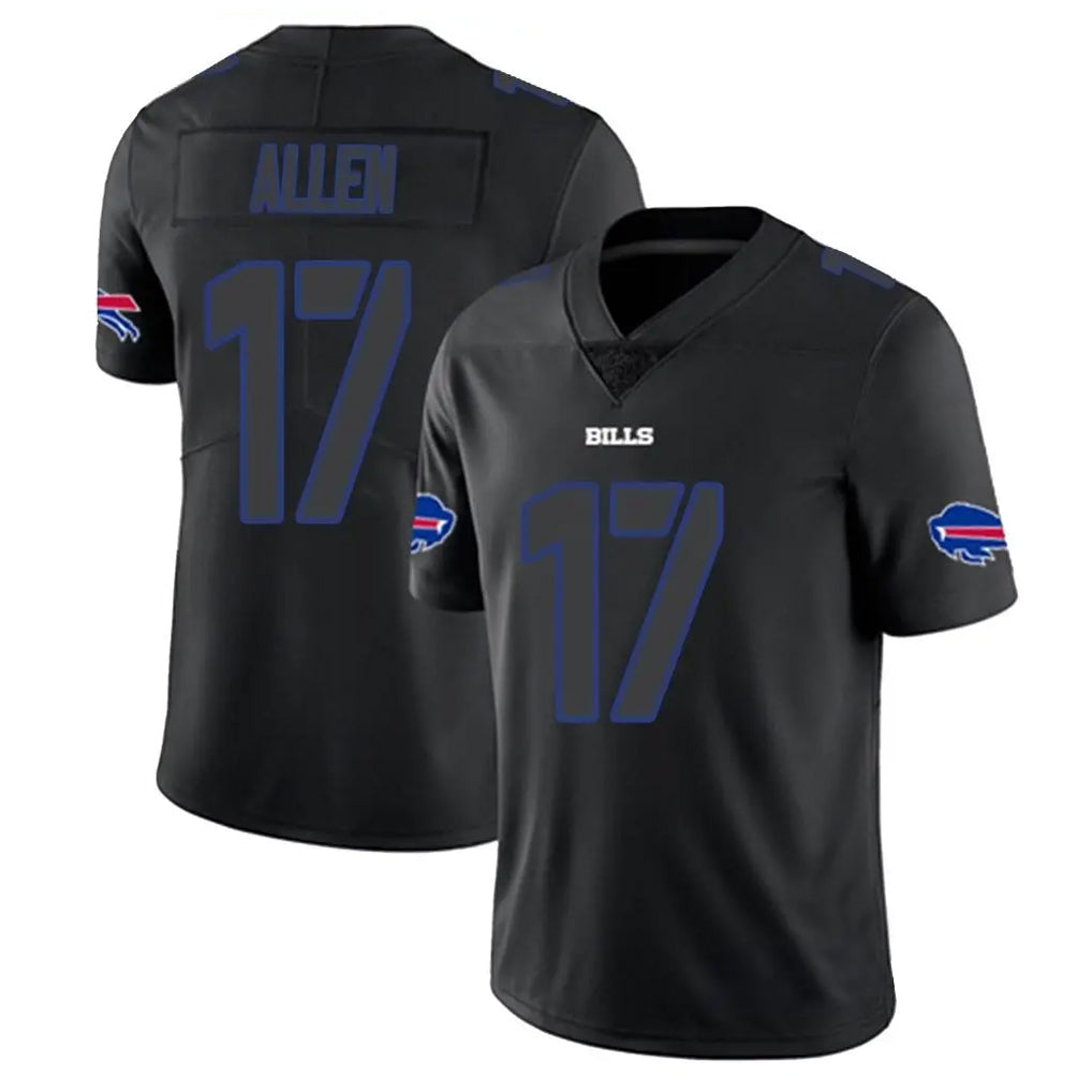 B.Bills #17 Josh Allen Player Black Impact Limited Home Game Edoa Stitched Jerseys