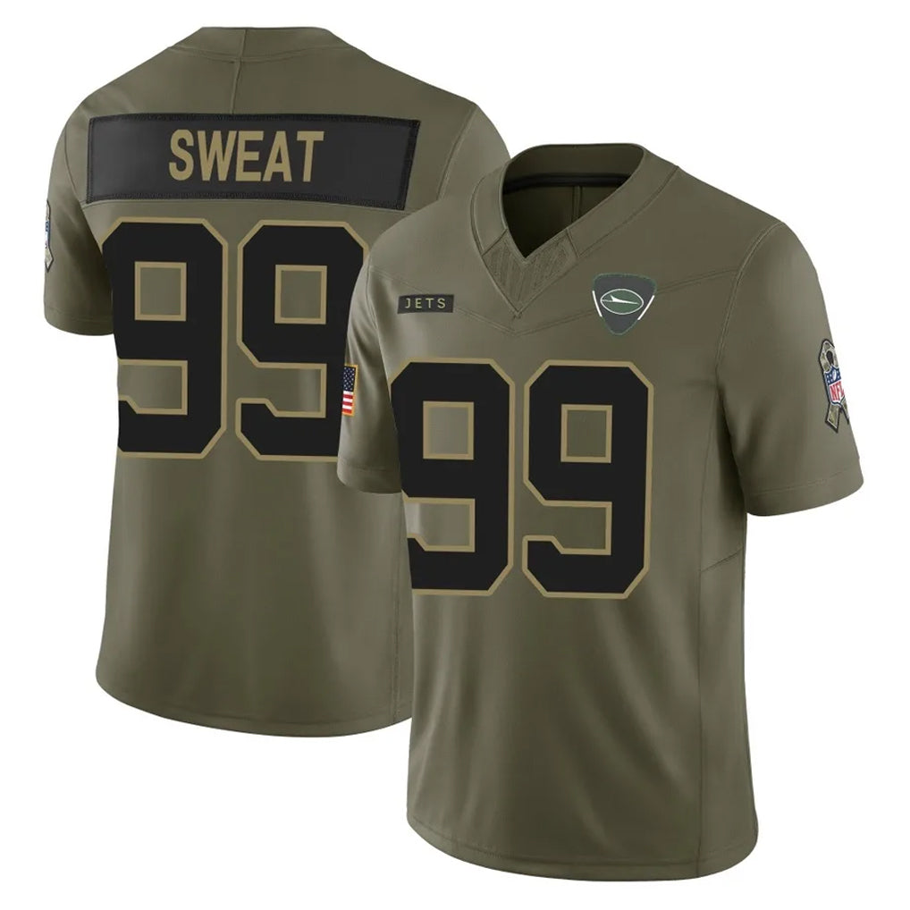 NY.Jets #99 T'Vondre Sweat Player Olive 2025 Salute To Service Limited Edoa Stitched Jerseys
