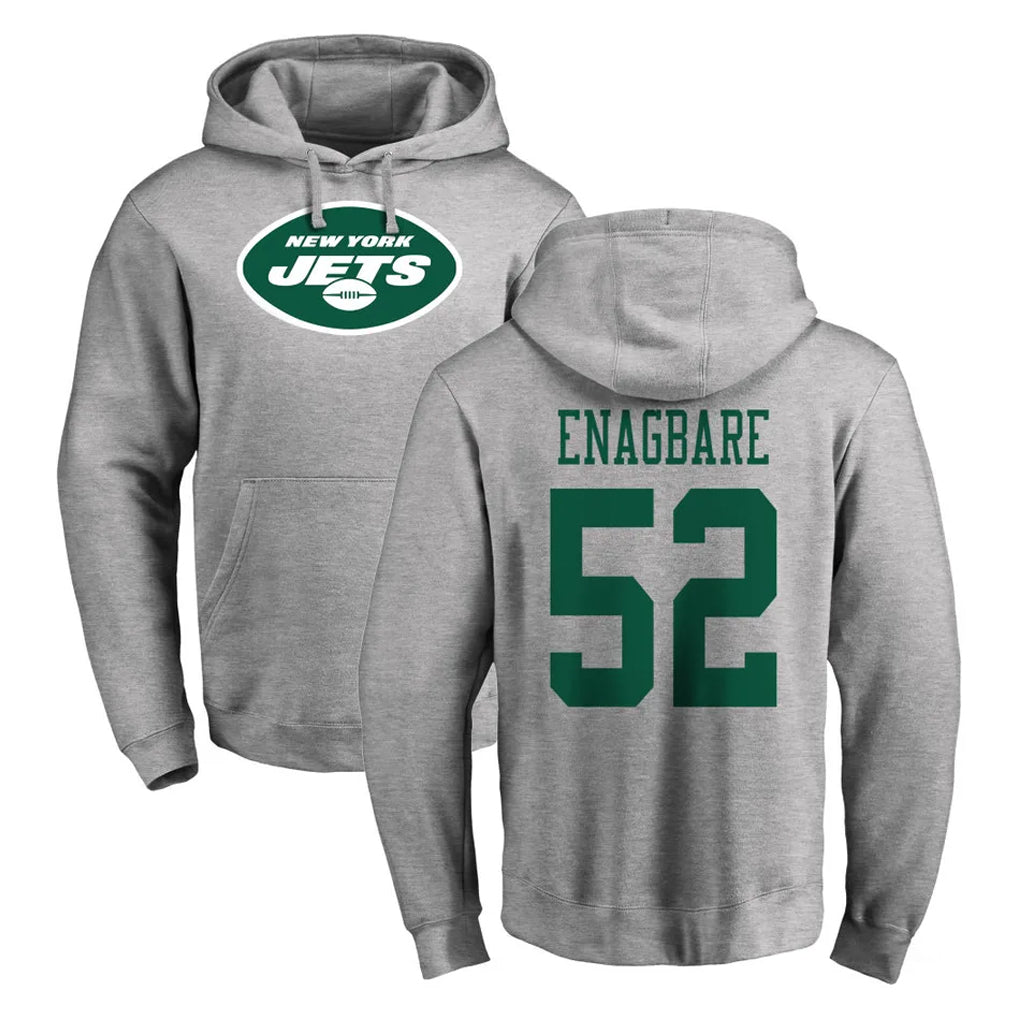NY.Jets #52 Kingsley Enagbare Player Gray LOGO Pullover Hoodies Limited Game Edoa Stitched Jerseys