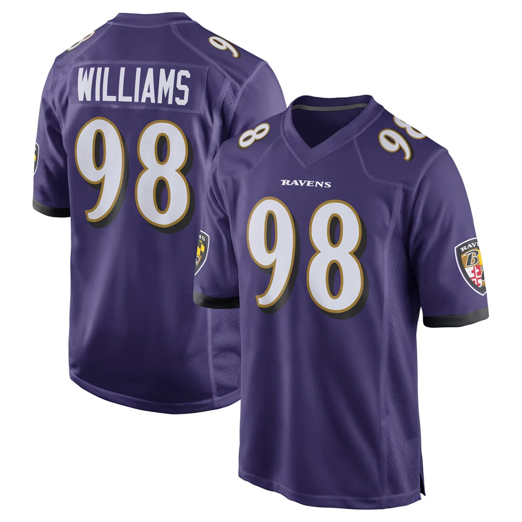B.Ravens #98 Travis Jones Player Purple Home Game Edoa Stitched Jerseys