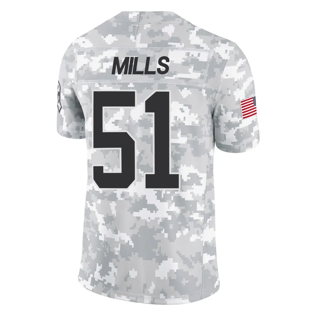 C.Panthers #51 Sam Mills Player Arctic Camo Salute to Service Limited Game Edoa Stitched Jerseys