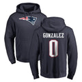 NE.Patriots #0 Christian Gonzalez Player Navy LOGO Pullover Hoodies Home Game Edoa Stitched Jerseys