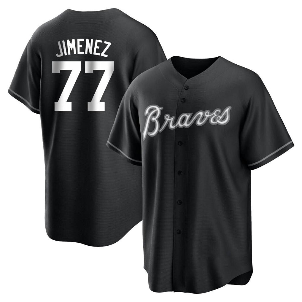 A.Braves #77 Joe Jimenez Player Black Home Game Edoa Stitched Jerseys