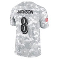 B.Ravens #8 Lamar Jackson Player Arctic Camo Salute to Service Limited Edoa Stitched Jerseys