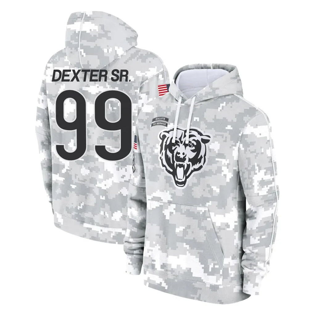 C.Bears #99 Gervon Dexter Sr. Player Arctic Camo Salute to Service Pullover Hoodies Limited Edoa Stitched Jerseys