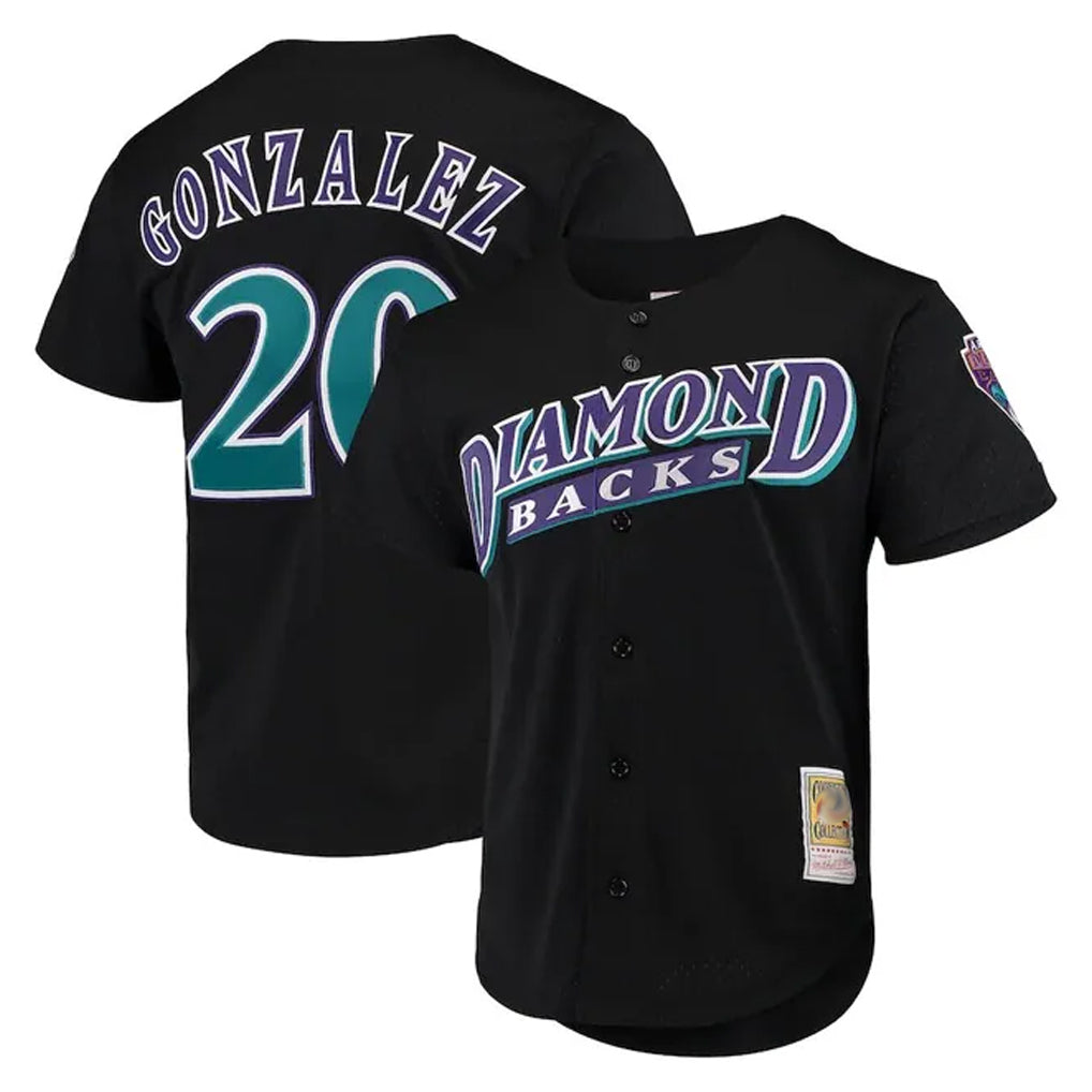A.Diamondbacks #20 Luis Gonzalez Player Black Mitchell & Ness Throwback Cooperstown Collection Mesh Limited Edoa Stitched Jerseys