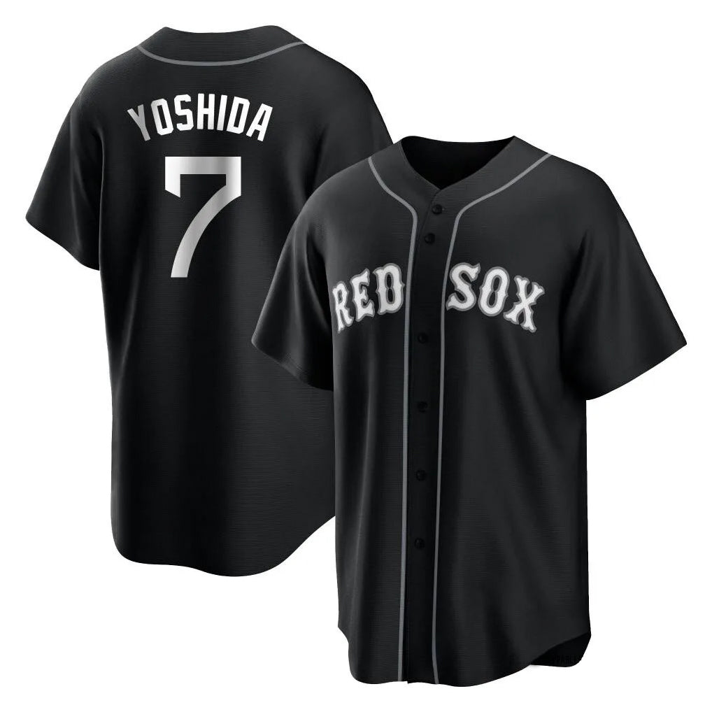 B.Red Sox #7 Masataka Yoshida Player Black Home Game Edoa Stitched Jerseys