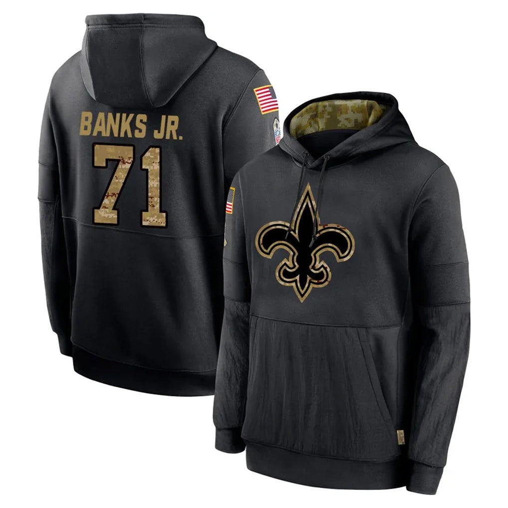 NO.Saints #71 Kelvin Banks Jr. Player Black Salute to Service Hoodies Limited Game Edoa Stitched Jerseys