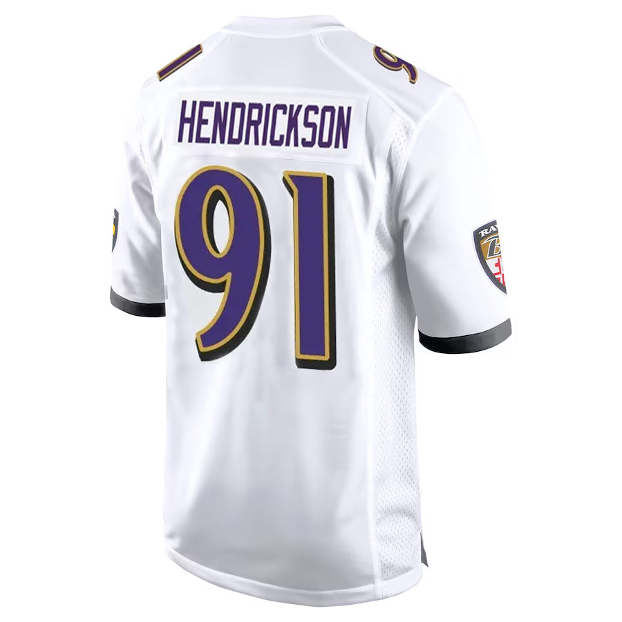 B.Ravens #91 Trey Hendrickson Player White Alternate Home Game Edoa Stitched Jerseys
