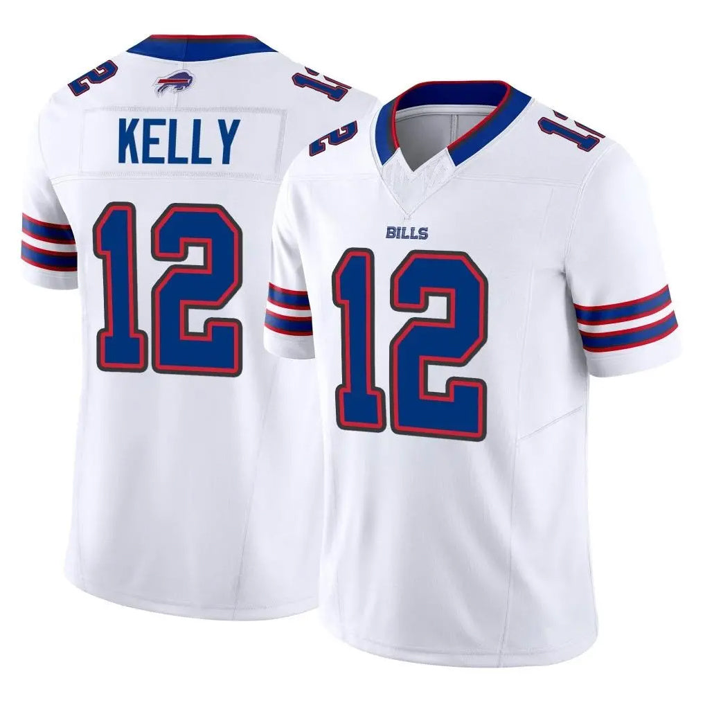 B.Bills #12 Jim Kelly Player White Vapor F.U.S.E. Limited Edoa Stitched Jerseys
