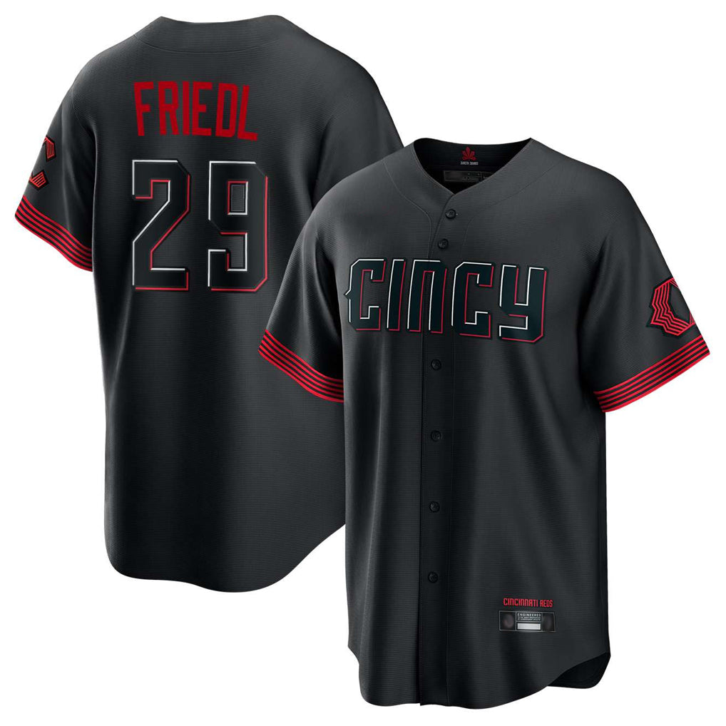 C.Reds #29 TJ Friedl Player Black City Connect Home Game Edoa Stitched Jerseys