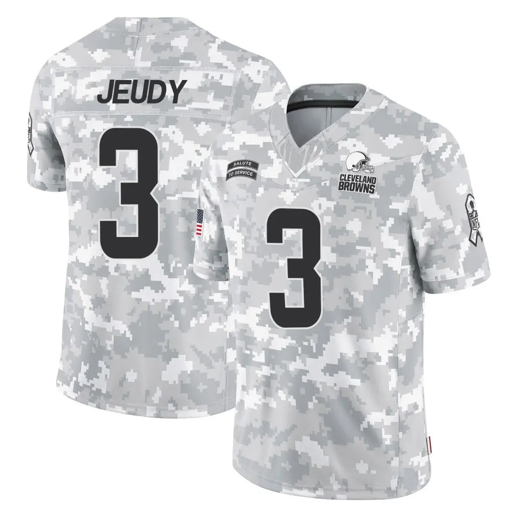C.Browns #3 Jerry Jeudy Player Arctic Camo Salute to Service Limited Home Game Edoa Stitched Jerseys