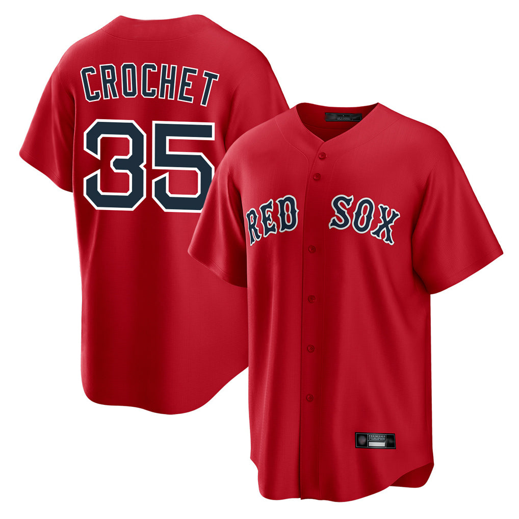 B.Red Sox #35 Garrett Crochet Player Red Home Game Edoa Stitched Jerseys