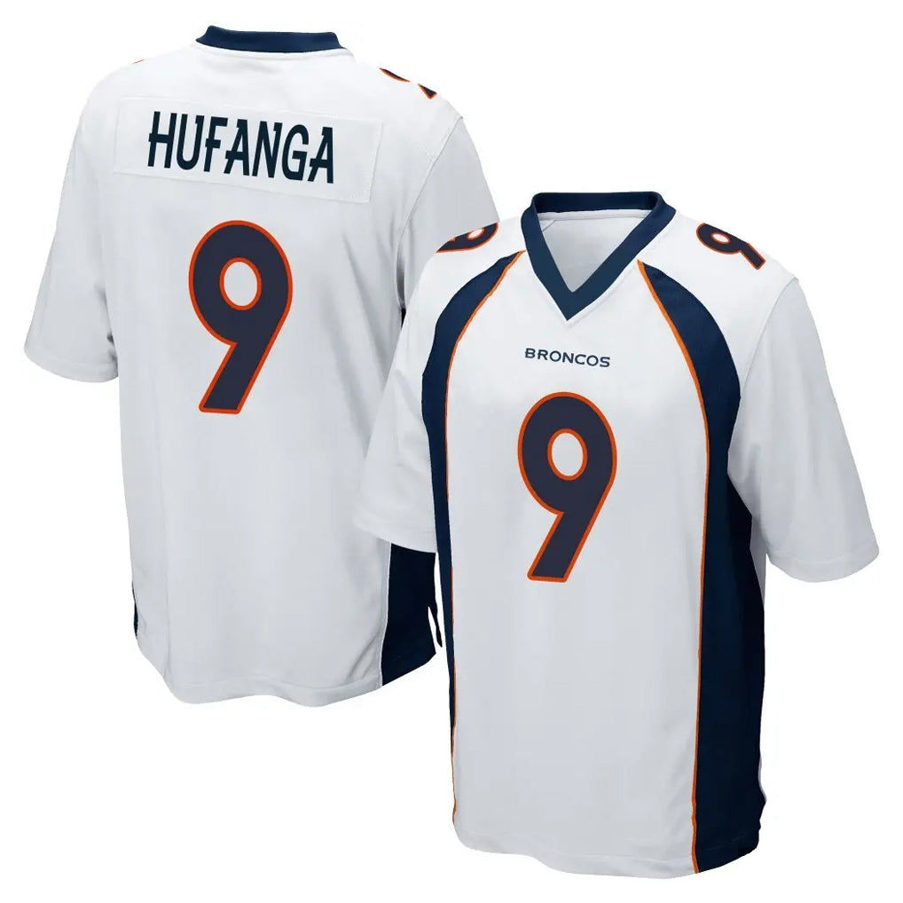 D.Broncos #9 Talanoa Hufanga Player White Game Edoa Stitched Jerseys