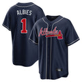 A.Braves #1 Ozzie Albies Player Navy Home Game Edoa Stitched Jerseys