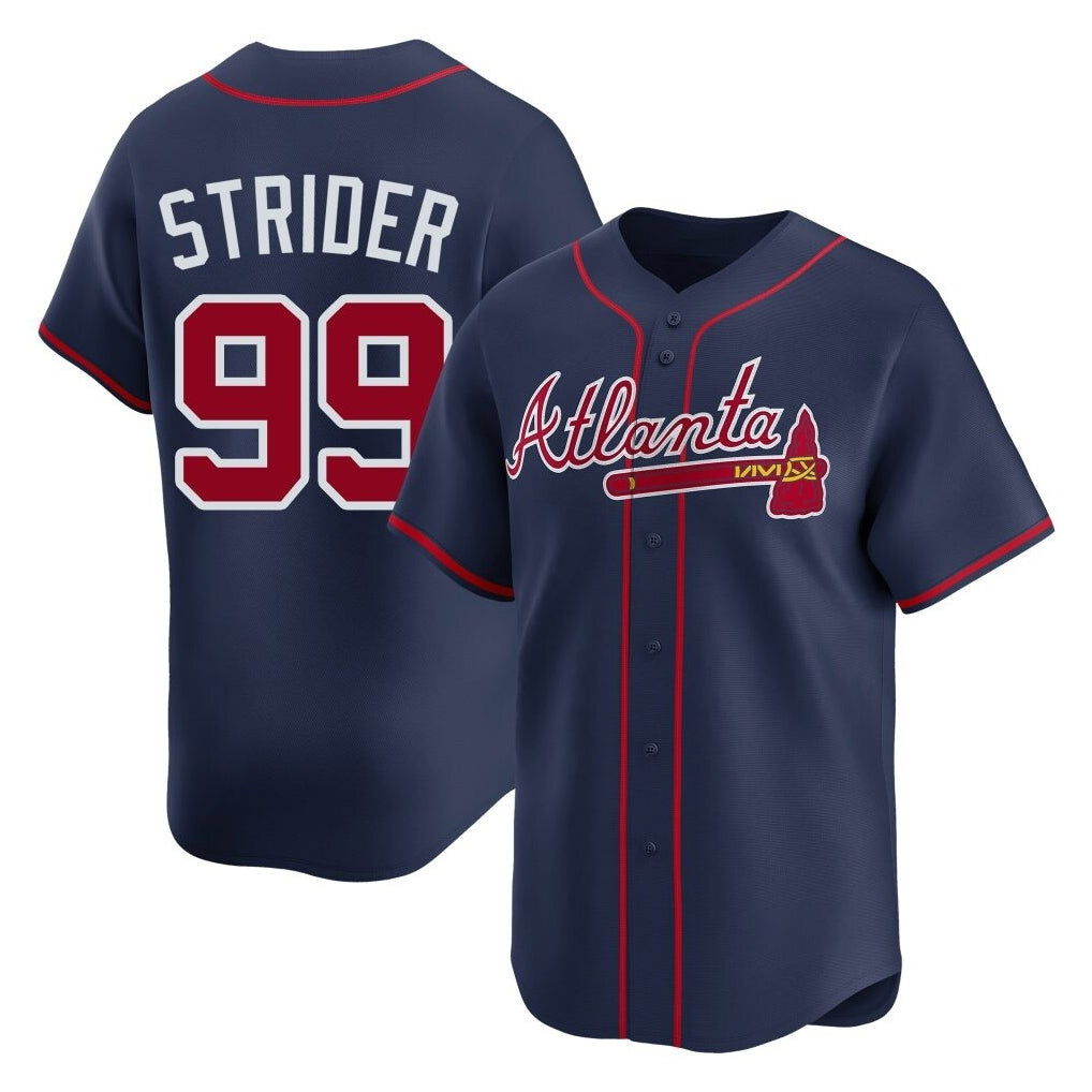 A.Braves #99 Spencer Strider Player Navy Limited Home Game Edoa Stitched Jerseys