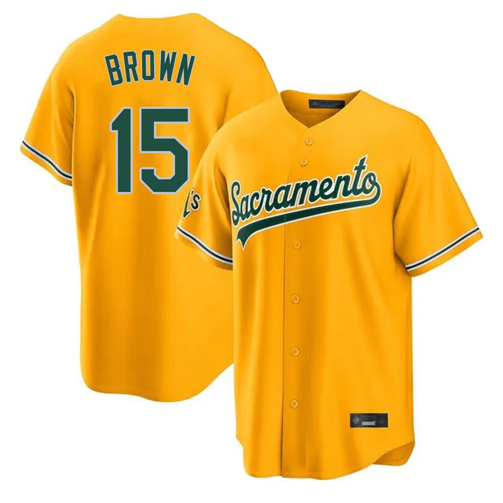 Athletics #15 Seth Brown Player Gold Home Game Edoa Stitched Jerseys