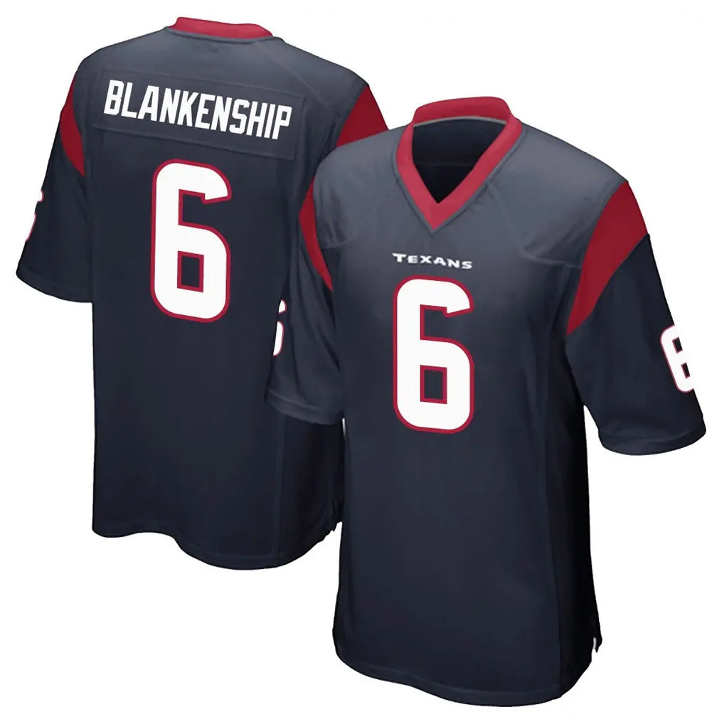 H.Texans #6 Reed Blankenship Player Navy Home Game Edoa Stitched Jerseys