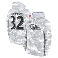 B.Ravens #32 Trenton Simpson Player Arctic Camo Salute to Service Pullover Hoodie Edoa Stitched Jerseys