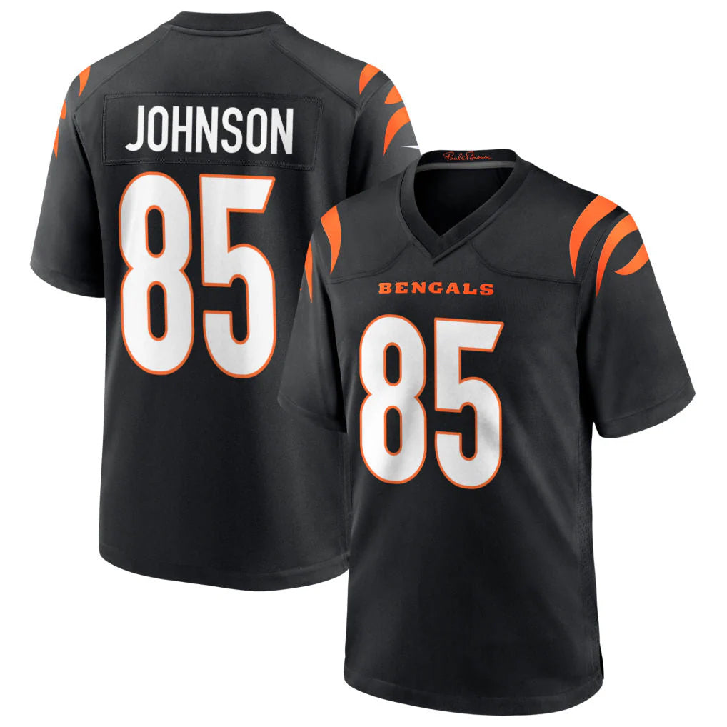 C.Bengals #85 Chad Johnson Player Black Home Game Edoa Stitched Jerseys