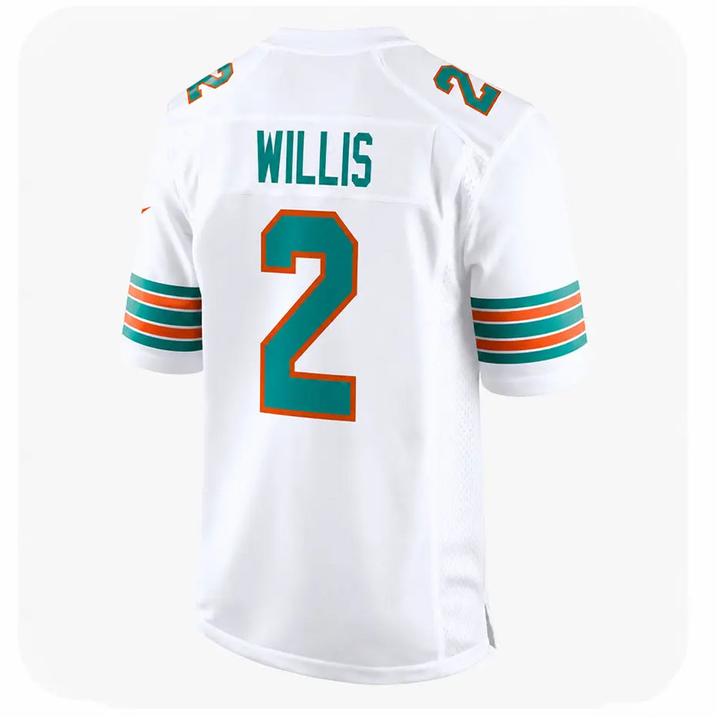 M.Dolphins #2 Malik Willis Player White Limited Home Game Edoa Stitched Jerseys