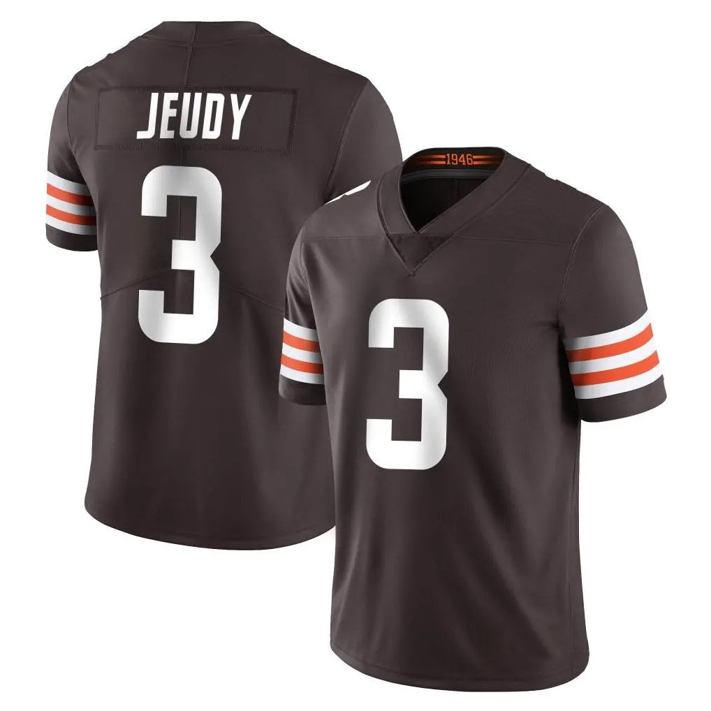 C.Browns #3 Jerry Jeudy Player Brown Color Vapor Untouchable Limited Home Game Edoa Stitched Jerseys
