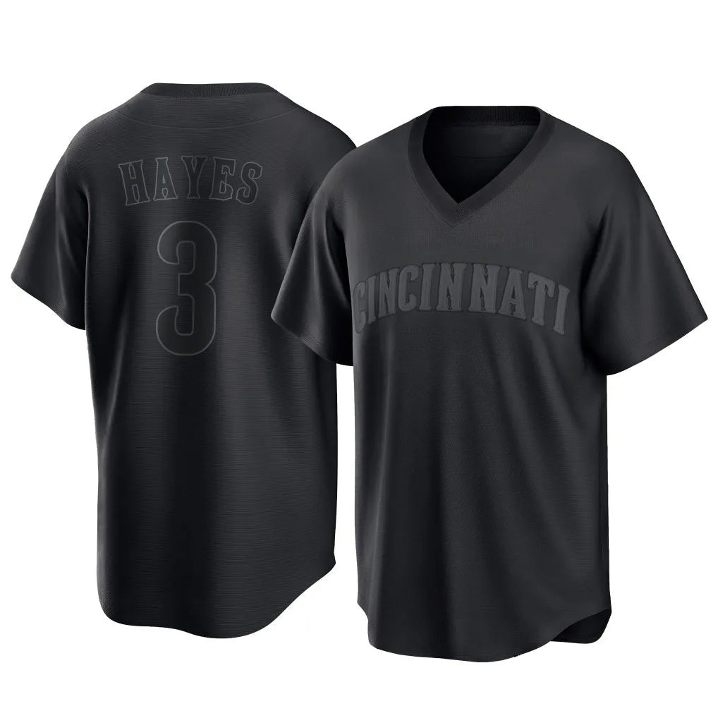 C.Reds #3 Ke'Bryan Hayes Player Black T-shirt Game Home Edoa Stitched Jerseys