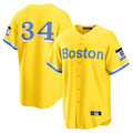 B.Red Sox #34 David Ortiz Player Yellow Home Game Edoa Stitched Jerseys