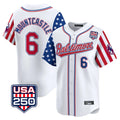 B.Orioles #6 Ryan Mountcastle Player White USA 250 Independence Day Vapor Premier Limited Home Game Edoa Stitched Jerseys