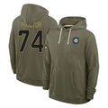M.Dolphins #74 Kadyn Proctor Player Olive Salute to Service Pullover Hoodies Limited Edoa Stitched Jerseys