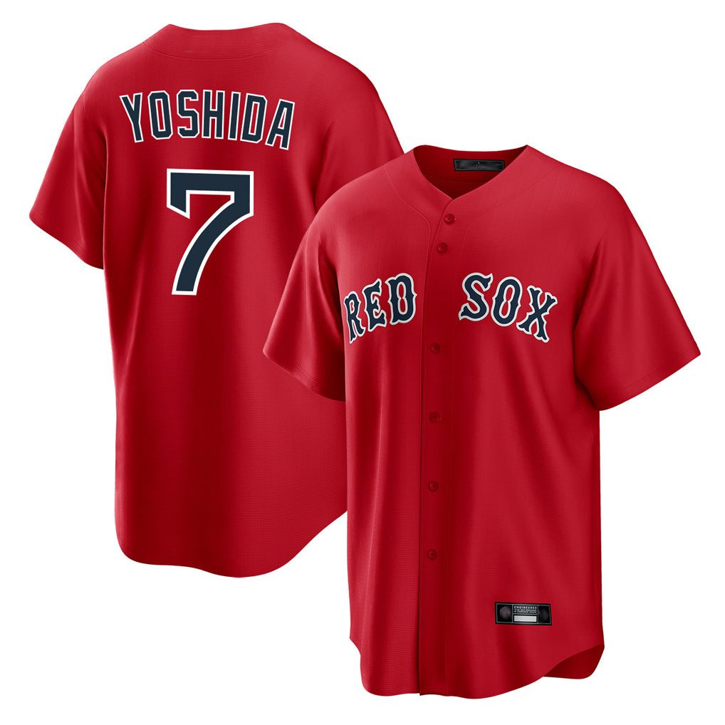 B.Red Sox #7 Masataka Yoshida Player Red Home Game Edoa Stitched Jerseys