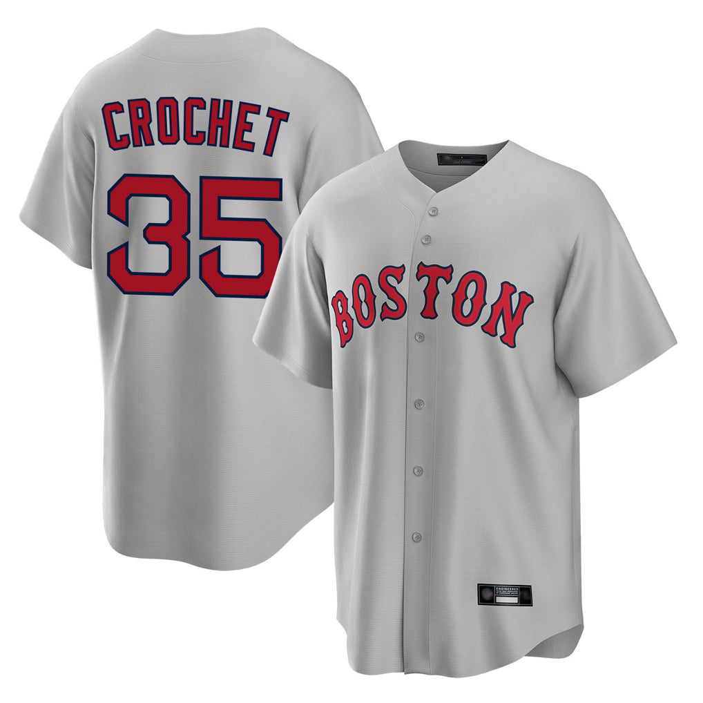 B.Red Sox #35 Garrett Crochet Player Gray Road Home Game Edoa Stitched Jerseys