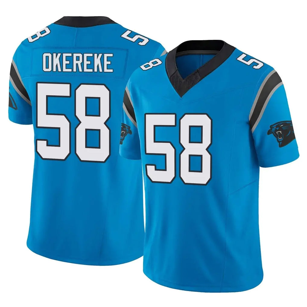 C.Panthers #58 Bobby Okereke Player Blue Vapor F.U.S.E. Limited Home Game Edoa Stitched Jerseys